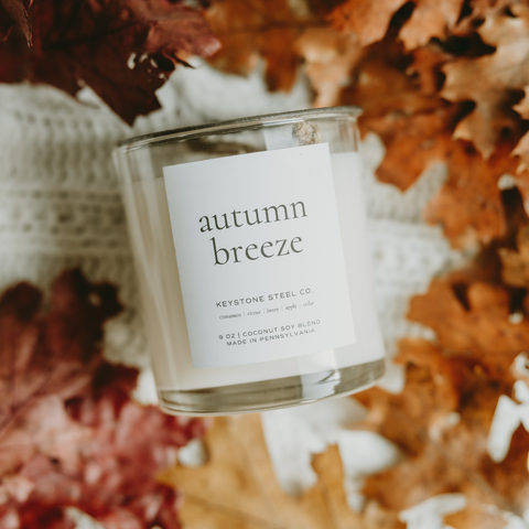 Autumn Breeze Candle + Maple Leaf Ornament Set