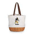 Pittsburgh Steelers Mickey Mouse - Coronado Canvas and Willow Basket Tote  Picnic Time Family of Brands Beige  