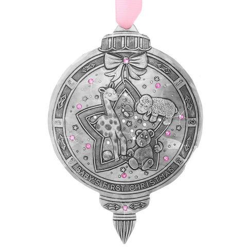 Baby Girl Christmas Ornament – First Year Keepsake with Crystals by Wendell August Forge - YinzerShop