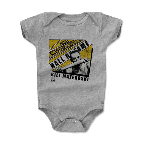 Baby Onesie Bill Mazeroski - Soft Cotton Bodysuit With Digital Print, Heather Gray Kids Baby Onesie - YinzerShop