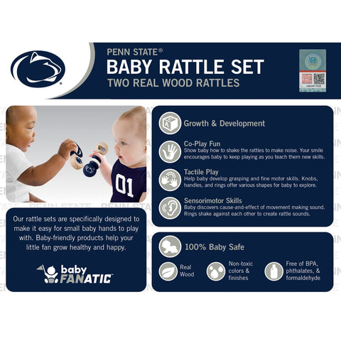 Baby Rattles 2-Pack | Penn State Nittany Lions Wooden Baby Toys for Motor Skill Development Baby Toys - YinzerShop