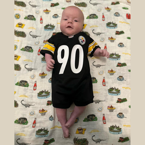 Baby Swaddle Blanket - Pittsburgh Muslin Swaddling Wrap & Convertible Burp Cloth Bib Set Swaddle Blanket - YinzerShop
