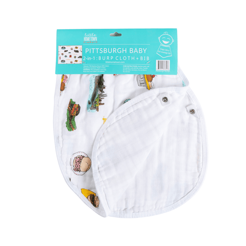 Baby Swaddle Blanket - Pittsburgh Muslin Swaddling Wrap & Convertible Burp Cloth Bib Set Swaddle Blanket - YinzerShop