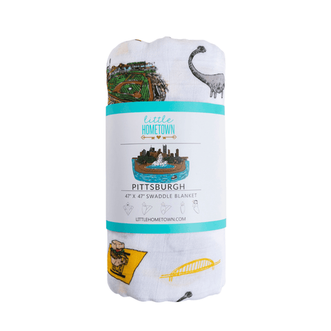 Baby Swaddle Blanket - Pittsburgh Muslin Swaddling Wrap & Convertible Burp Cloth Bib Set Swaddle Blanket - YinzerShop