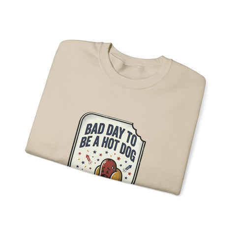 Bad Day to Be a Hot Dog Sweatshirt | 4th of July Hot Dog Humor, Retro Americana Sweatshirt - YinzerShop