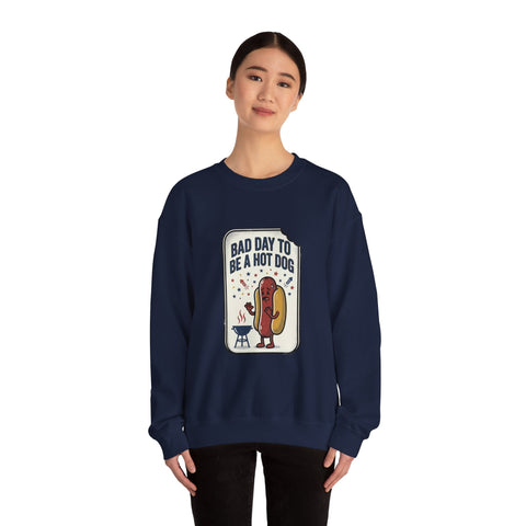 Bad Day to Be a Hot Dog Sweatshirt | 4th of July Hot Dog Humor, Retro Americana Sweatshirt - YinzerShop