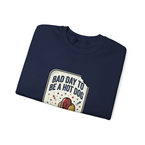 Bad Day to Be a Hot Dog Sweatshirt | 4th of July Hot Dog Humor, Retro Americana Sweatshirt - YinzerShop