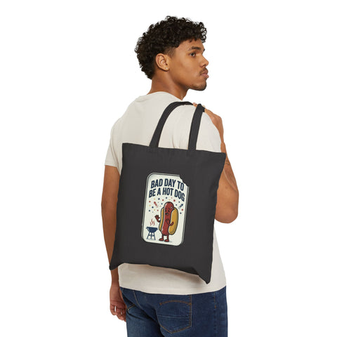 Bad Day to Be a Hot Dog Tote, Fourth of July Hot Dog Humor, Retro Americana Bag - YinzerShop