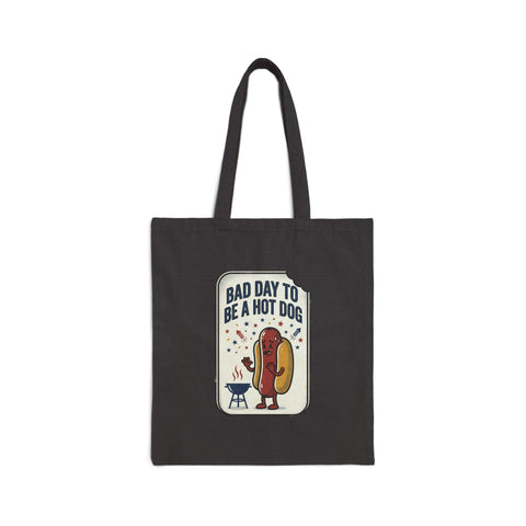 Bad Day to Be a Hot Dog Tote, Fourth of July Hot Dog Humor, Retro Americana Bag - YinzerShop