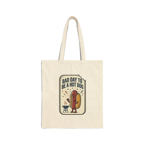 Bad Day to Be a Hot Dog Tote, Fourth of July Hot Dog Humor, Retro Americana Bag - YinzerShop