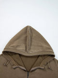 Baggy Hoodie Half Zip Kangaroo Pocket Mineral Wash Cotton Polyester Pullover Hoodie - YinzerShop