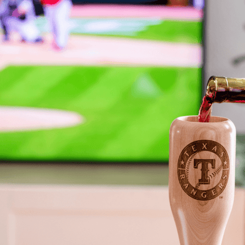 Texas Rangers Wined Up® | Baseball Bat Wine Mug MLB Teams - Wined Up Glass Dugout Mugs®   