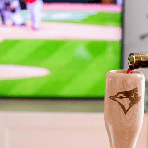 Toronto Blue Jays Bird Wined Up® | Baseball Bat Wine Mug MLB Teams - Wined Up Glass Dugout Mugs®   