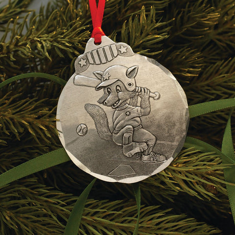 Baseball Fox Ornament - Personalized Sports Keepsake With Whimsical Fox Design - YinzerShop