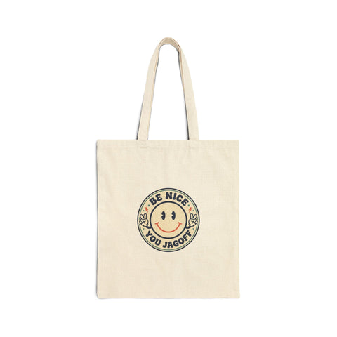 Be Nice You Jerk smiley tote | Canvas Tote, Retro Smiley Bags - YinzerShop
