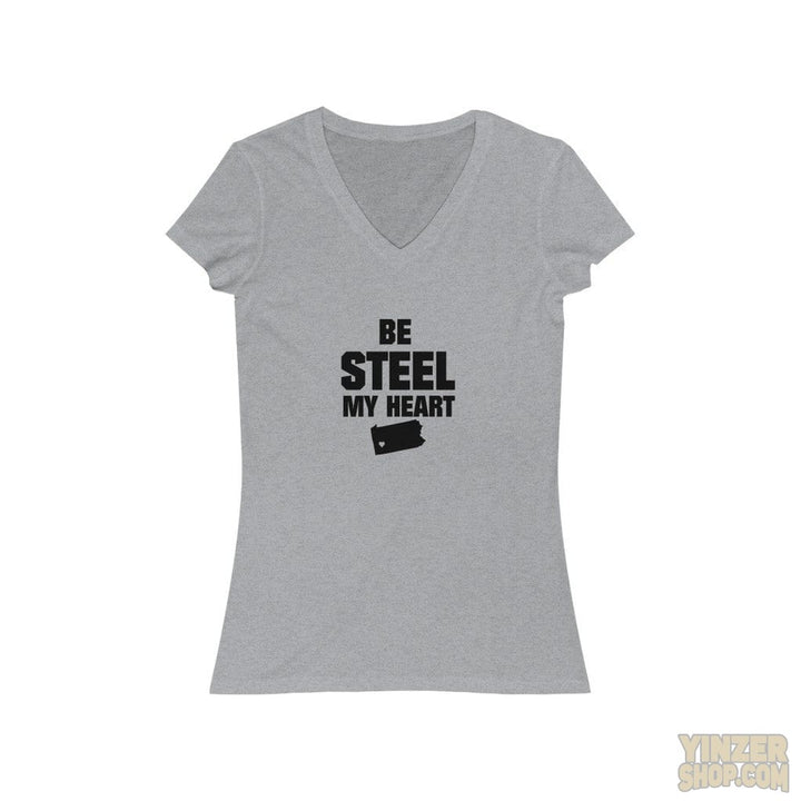 Be Steel My Heart Women's Jersey Short Sleeve V-Neck T-Shirt T-Shirt Printify Athletic Heather M 