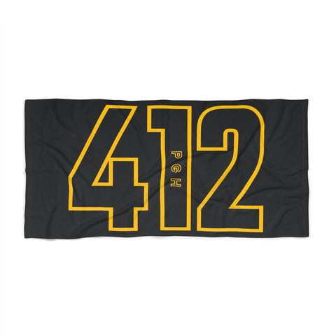 Beach Towel — 412 PGH (Black) Beach Towel - YinzerShop