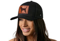 Beagle Trucker Hat Leather | Black Dog Snapback Trucker - YinzerShop