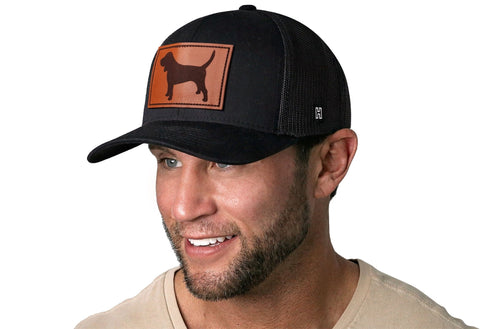 Beagle Trucker Hat Leather | Black Dog Snapback Trucker - YinzerShop