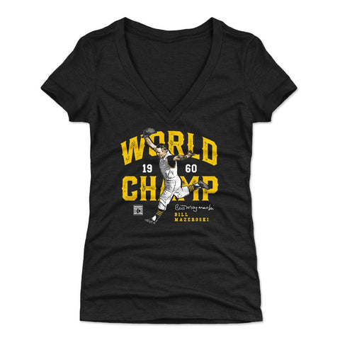Bill Mazeroski Women's V-Neck T-Shirt - Slim Fit, Breathable Deep V Collar Top Women's V-Neck T-Shirt - YinzerShop