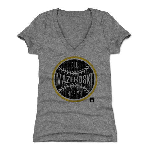 Bill Mazeroski Women's V-Neck T-Shirt – Slim Fit Soft Casual Tee, Tri Blend Fabric Women's V-Neck T-Shirt - YinzerShop
