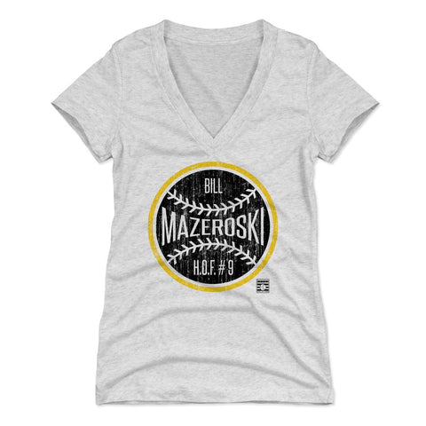 Bill Mazeroski Women's V-Neck T-Shirt – Slim Fit Soft Casual Tee, Tri Blend Fabric Women's V-Neck T-Shirt - YinzerShop