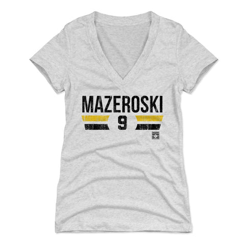 Bill Mazeroski Women's V-Neck T-Shirt - Slim Fit Tri Blend Fabric Tee Women's V-Neck T-Shirt - YinzerShop