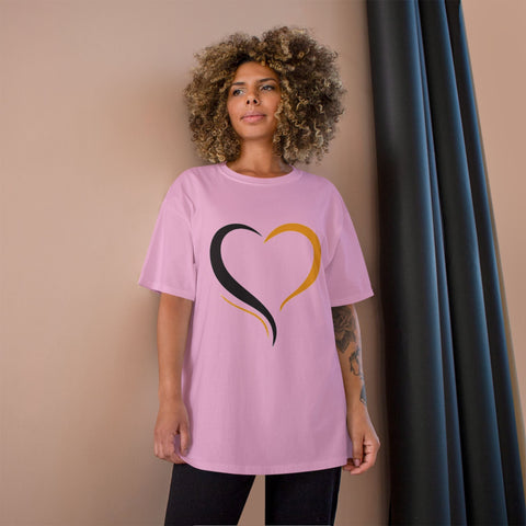 Black and Yellow Heart - Champion T-Shirt T-Shirt - YinzerShop