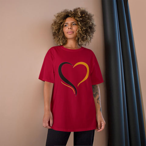Black and Yellow Heart - Champion T-Shirt T-Shirt - YinzerShop