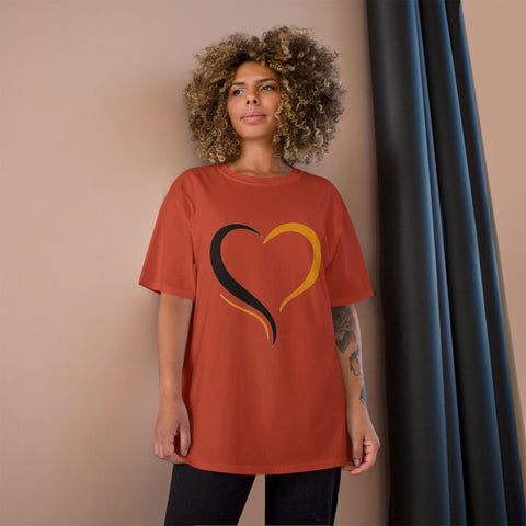Black and Yellow Heart - Champion T-Shirt T-Shirt - YinzerShop
