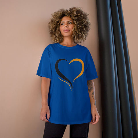 Black and Yellow Heart - Champion T-Shirt T-Shirt - YinzerShop