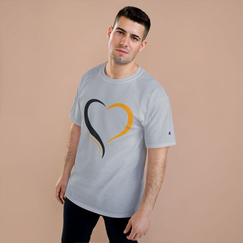 Black and Yellow Heart - Champion T-Shirt T-Shirt - YinzerShop