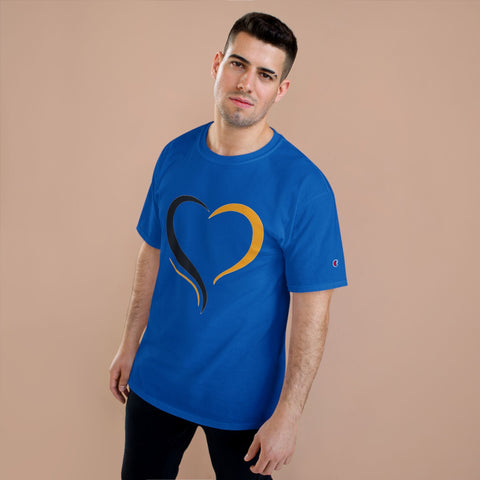 Black and Yellow Heart - Champion T-Shirt T-Shirt - YinzerShop