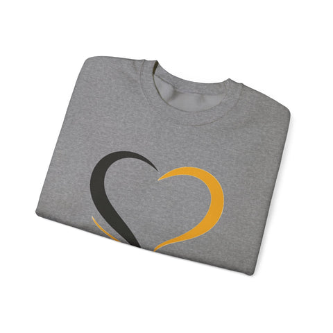 Black and Yellow Heart - Heavy Blend™ Crewneck Sweatshirt Sweatshirt - YinzerShop