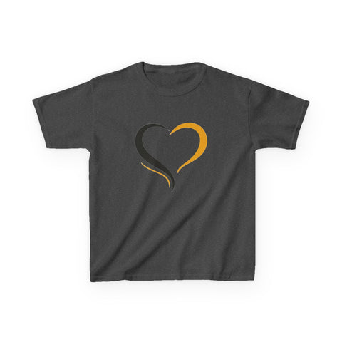 Black and Yellow Heart - Kids Graphic T-Shirt Kids Apparel - YinzerShop