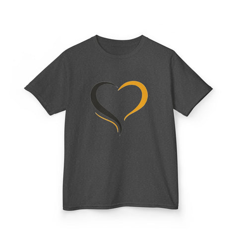 Black and Yellow Heart - Kids Graphic T-Shirt Kids Apparel - YinzerShop