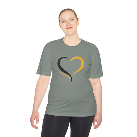 Black and Yellow Heart - Sport-Tek Unisex Moisture Wicking Tee T-Shirt - YinzerShop