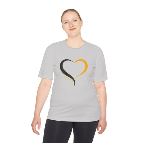 Black and Yellow Heart - Sport-Tek Unisex Moisture Wicking Tee T-Shirt - YinzerShop