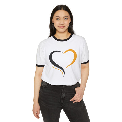 Black and Yellow Heart - Unisex Cotton Ringer T-Shirt T-Shirt - YinzerShop