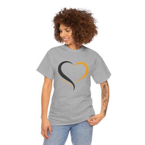 Black and Yellow Heart - Unisex Heavy Cotton Tee T-Shirt - YinzerShop
