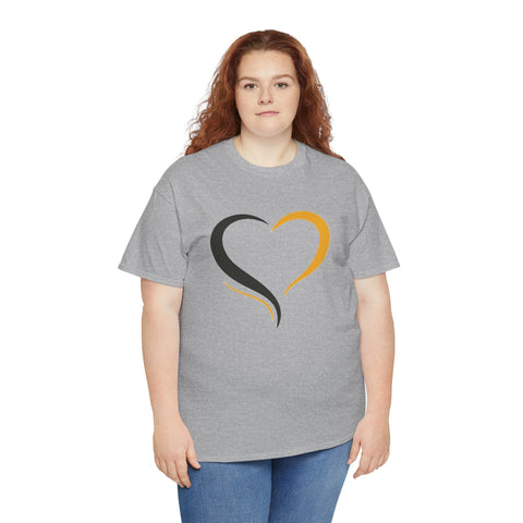 Black and Yellow Heart - Unisex Heavy Cotton Tee T-Shirt - YinzerShop