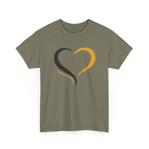 Black and Yellow Heart - Unisex Heavy Cotton Tee T-Shirt - YinzerShop