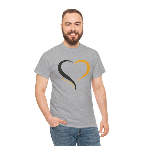 Black and Yellow Heart - Unisex Heavy Cotton Tee T-Shirt - YinzerShop