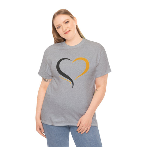 Black and Yellow Heart - Unisex Heavy Cotton Tee T-Shirt - YinzerShop