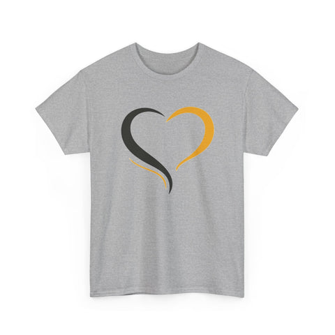 Black and Yellow Heart - Unisex Heavy Cotton Tee T-Shirt - YinzerShop