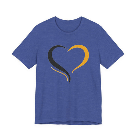 Black and Yellow Heart - Unisex Jersey Short Sleeve Tee T-Shirt - YinzerShop