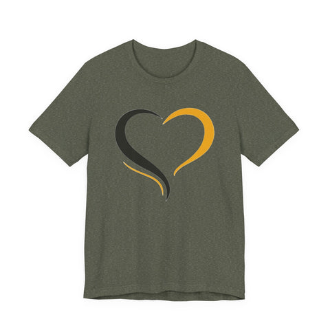 Black and Yellow Heart - Unisex Jersey Short Sleeve Tee T-Shirt - YinzerShop
