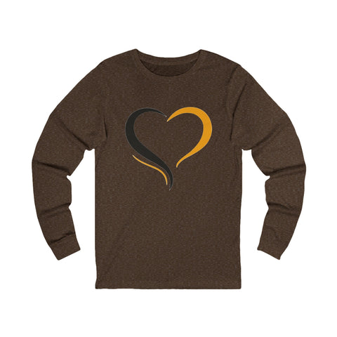 Black and Yellow Heart - Unisex Long Sleeve Tee Long Sleeve Shirt - YinzerShop