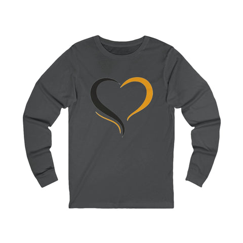 Black and Yellow Heart - Unisex Long Sleeve Tee Long Sleeve Shirt - YinzerShop