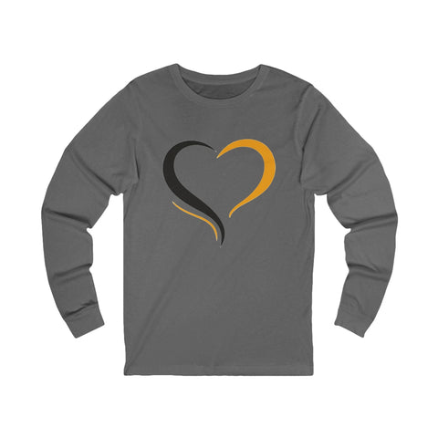 Black and Yellow Heart - Unisex Long Sleeve Tee Long Sleeve Shirt - YinzerShop